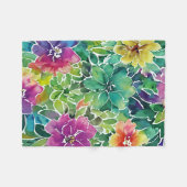 Prachtig Waterverf bloempatroon Fleece Deken (Voorkant (Horizontaal))