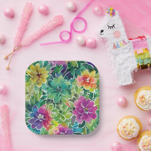 Prachtig Waterverf bloempatroon Papieren Bordje