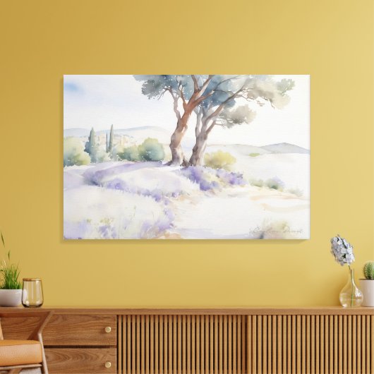 Prachtig Waterverf Provence landschap Canvas Afdruk (Insitu (Woonkamer))