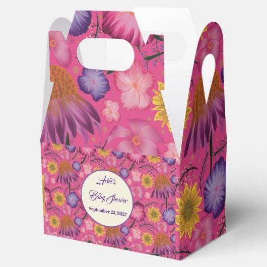 Prachtig Wildflower Roze Baby shower Bedankdoosjes (Geopend)