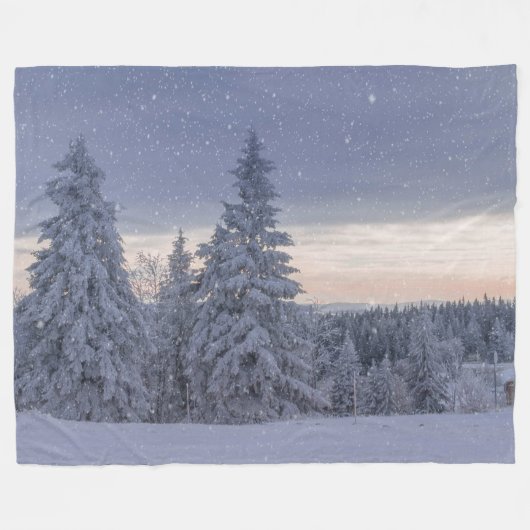 Prachtig winterlandschap als het sneeuwt fleece deken (Voorkant (Horizontaal))