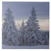 Prachtig winterlandschap als het sneeuwt tegeltje (Voorkant)