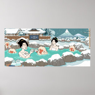 Prachtig winterse besneeuwde landschap poster
