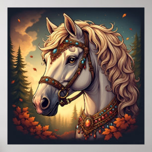 Prachtig wit paard poster