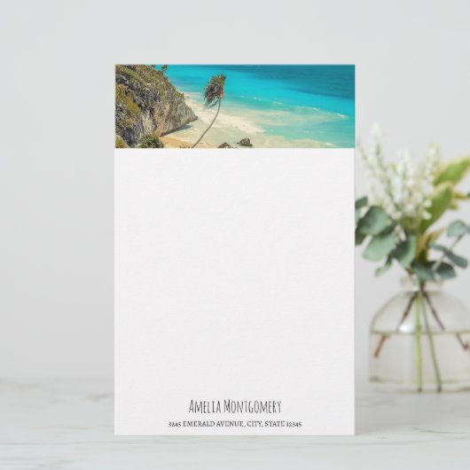 Prachtig zandstrand tropisch paradijs briefpapier (Staand voorkant)