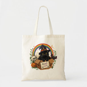 Prachtig Zwart Kat Adoptie Halloween Design Tote Bag