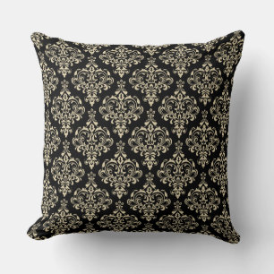 Prachtig zwart klassiek elegant damastpatroon kussen