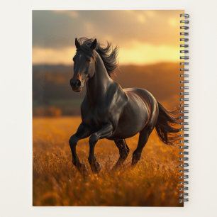 Prachtig zwart paard herfst landschap legpuzzel planner