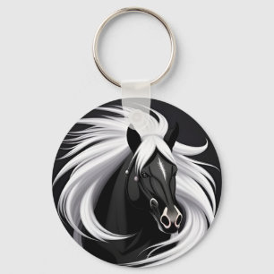 Prachtig zwart paard sleutelhanger