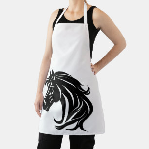 Prachtig zwart paardenhoofd schort
