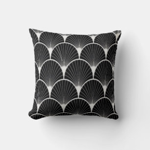Prachtig zwart & wit Art Deco Fan Design Kussen