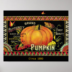 Prachtige  1890 Butterfly Pumpkin Ad copy Poster