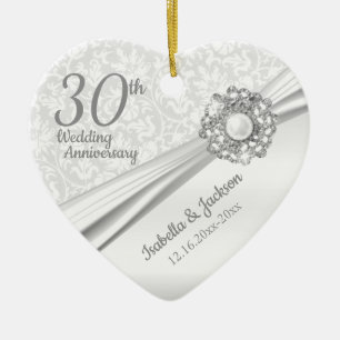 Prachtige 30e Pareljuweel-Jubileum Keramisch Ornament