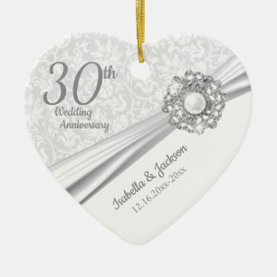 Prachtige 30e Pareljuweel-Jubileum Keramisch Ornament