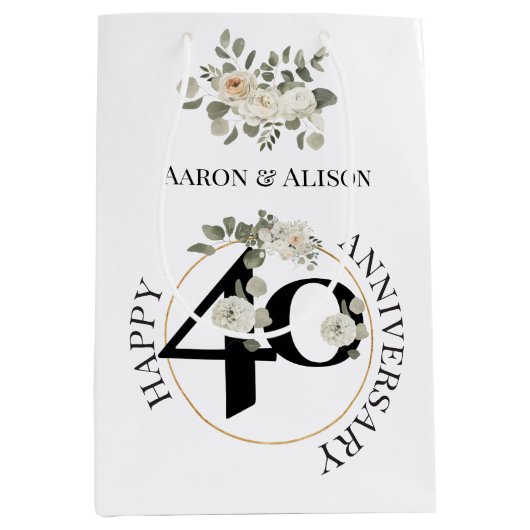 Prachtige 40e Jubileum middelgrote Gift-tas Medium Cadeauzakje (Voorkant)