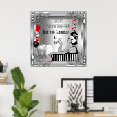 Prachtige 50 Diva Art Deco Verjaardagsbanner Rood Poster (Thuiskantoor)