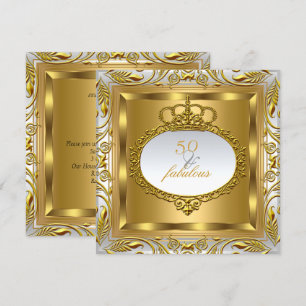 Prachtige 50 Elite Elegant Gouden Zilveren Verjaar Kaart