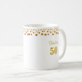 Prachtige 50e verjaardag & gouden confetti op wit koffiemok (Voorkant rechts)