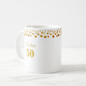 Prachtige 50e verjaardag & gouden confetti op wit koffiemok (Voorkant links)