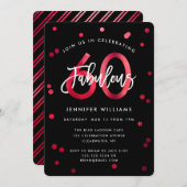 Prachtige 60e | Moderne Elegante Rode Chic Verjaar Kaart (Voorkant / Achterkant)