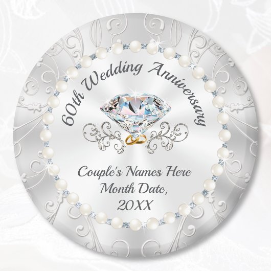 Prachtige 60th Wedding Jubileum Favors, Diamond Magneet