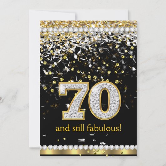 Prachtige 70 Gouden Zilveren Slierten 70ste Verjaa Kaart (Voorkant)