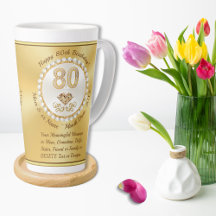 Prachtige, 80ste Verjaardag Mokken, voor Lattes, K