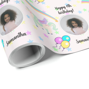 Prachtige aangepaste fototekst Magische Unicorn Cadeaupapier