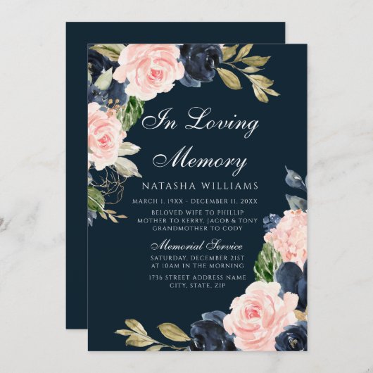 Prachtige aankondiging van de begrafenisservice va (Voorkant / Achterkant)