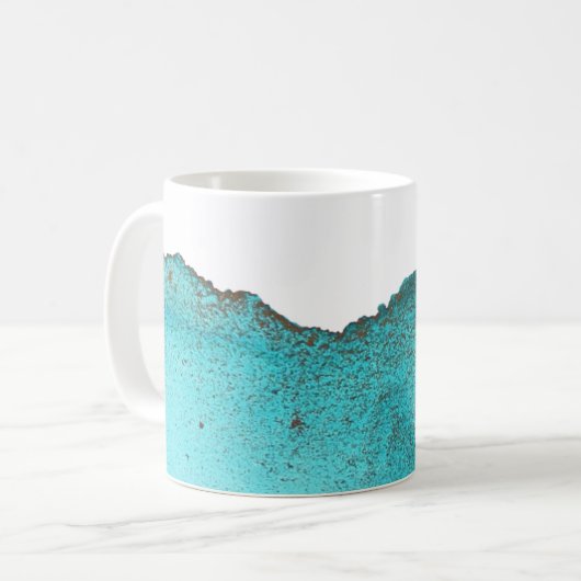 Prachtige Abstracte Turquoise Gold Ink Art Koffiemok (Voorkant links)