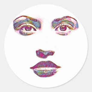 prachtige abstracte vrouwen staan voor make - up s ronde sticker
