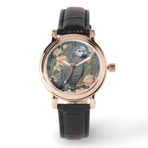 Prachtige Afrikaanse grijze papegaai met elegante  Horloge