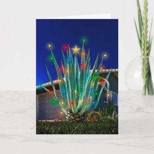 Prachtige Agave Gloed Kerstkaart Feestdagen Kaart