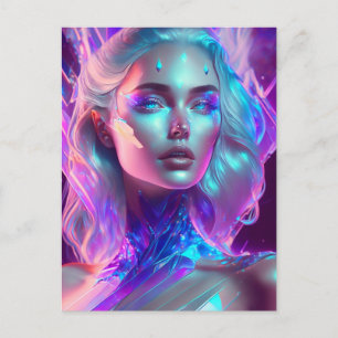 Prachtige AI-kunst Pretty Icy Glasachtige Vrouw Briefkaart
