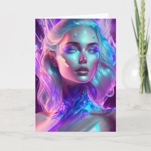 Prachtige AI-kunst Pretty Icy Glasachtige Vrouw Kaart