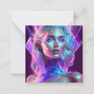 Prachtige AI-kunst Pretty Icy Glasachtige Vrouw Notitiekaartje