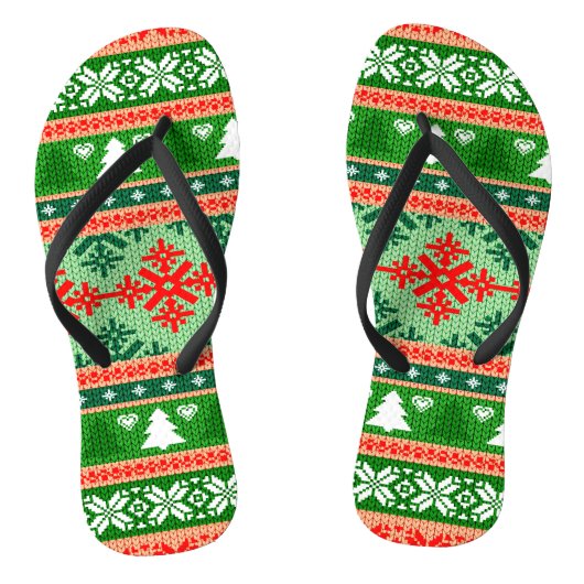Prachtige All-Over Print kerstklep Teenslippers (Voetbed)