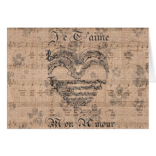 Prachtige antiek muzieknoten hart (Voorkant Horizontaal)