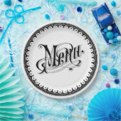 Prachtige Antiek Papieren Bordje (Feest)