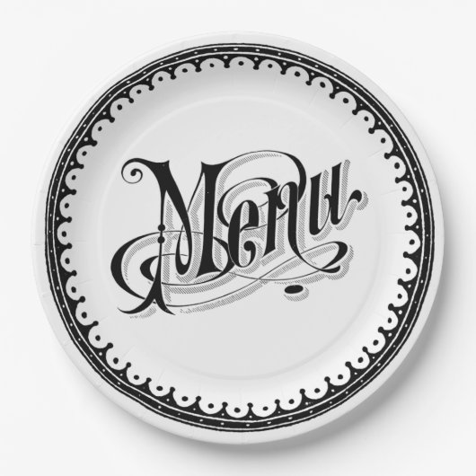 Prachtige Antiek Papieren Bordje (Voorkant)