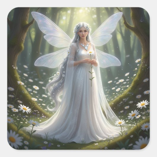 Prachtige April Diamond Fairy Vierkante Sticker (Voorkant)