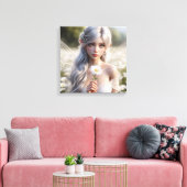 Prachtige aprilfee in Daisies Canvas Afdruk (Insitu (Woonkamer))