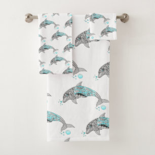 Prachtige aquatische dolfijn bad handdoek