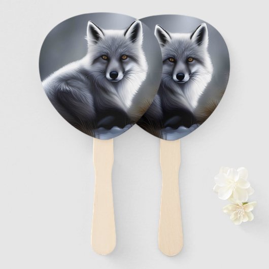 Prachtige Arctic Fox Handwaaier (Voorkant en achterkant)