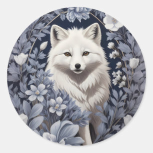 Prachtige Arctic Fox William Morris geïnspireerd Ronde Sticker