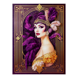 Prachtige Art Deco Flapper Perfect Poster