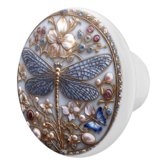 Prachtige Art Deco Libel Keramische Knop (Rechts)