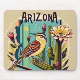 Prachtige Art Deco van Arizona Vogel en Bloem Muismat