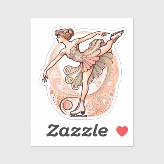 Prachtige Art Nouveau kunstschaatser Sticker (Vel)