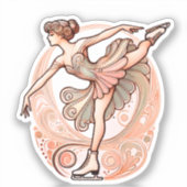Prachtige Art Nouveau kunstschaatser Sticker (Voorkant)